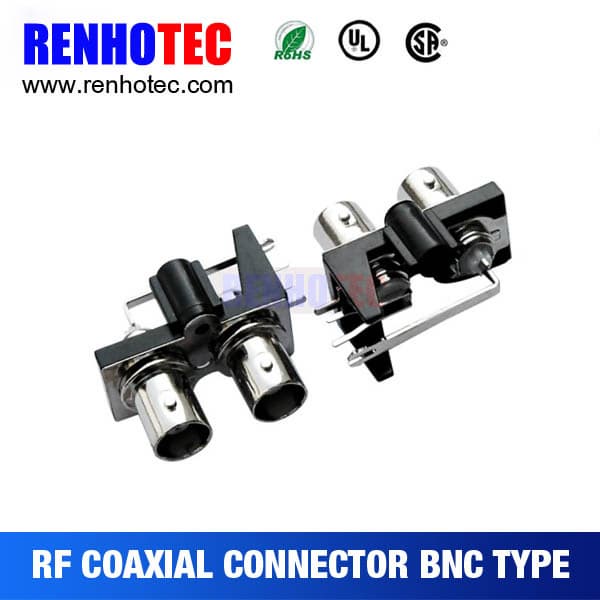 90 Two in Row BNC Female PCB RF Electrical BNC Connectors